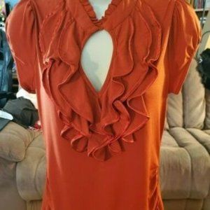 Rust Heart Soul Open/Close Clasp Top, Ruffle